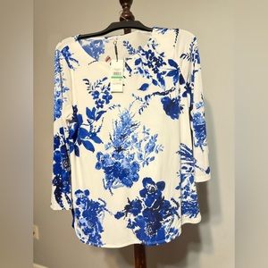 Calvin Klein Top white with blue flowers